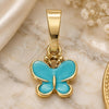 Oro Laminado Fancy Pendant, Gold Filled Style Butterfly Design, Blue Enamel Finish, Golden Finish, 05.163.0064.4
