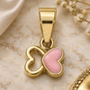 Oro Laminado Fancy Pendant, Gold Filled Style Butterfly Design, Pink Enamel Finish, Golden Finish, 05.163.0063