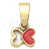 Oro Laminado Fancy Pendant, Gold Filled Style Butterfly Design, Orange Enamel Finish, Golden Finish, 05.163.0063.3