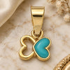 Oro Laminado Fancy Pendant, Gold Filled Style Butterfly Design, Blue Enamel Finish, Golden Finish, 05.163.0063.5