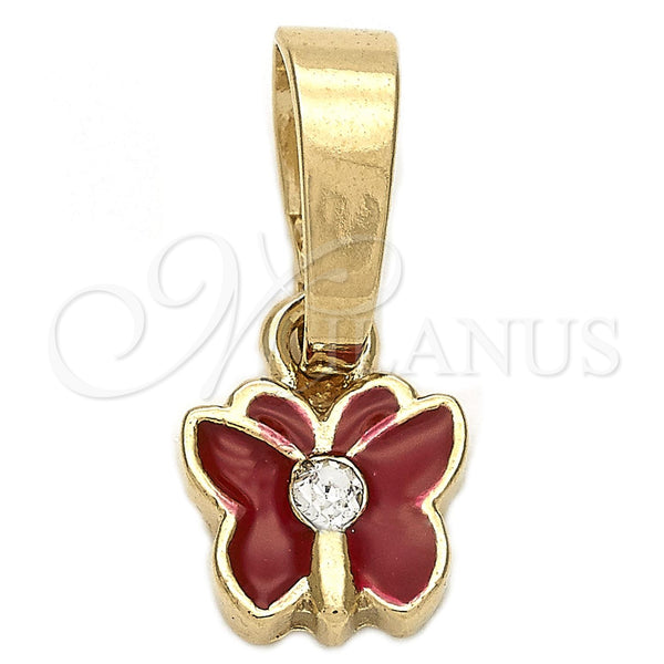 Gold Filled Pendant — Fancy Pendant Butterfly Design with White Crystal Red — main product view — SKU 111237 | Oro Laminado dije — elegante Pendant Butterfly diseño with cristal blanco Red — SKU 111237