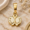 Oro Laminado Fancy Pendant, Gold Filled Style Butterfly Design, White Enamel Finish, Golden Finish, 05.163.0066