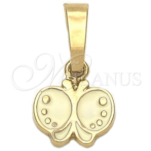 Gold Filled Pendant — Fancy Pendant Butterfly Design White Enamel 05. — main product view — SKU 111240 | Oro Laminado dije — elegante Pendant Butterfly diseño blanco Enamel 05. — SKU 111240