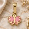 Oro Laminado Fancy Pendant, Gold Filled Style Butterfly Design, Pink Enamel Finish, Golden Finish, 05.163.0066.1