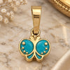 Oro Laminado Fancy Pendant, Gold Filled Style Butterfly Design, Blue Enamel Finish, Golden Finish, 05.163.0066.4