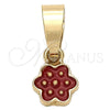 Oro Laminado Fancy Pendant, Gold Filled Style Flower Design, Red Enamel Finish, Golden Finish, 05.163.0067.3