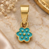 Oro Laminado Fancy Pendant, Gold Filled Style Flower Design, Blue Enamel Finish, Golden Finish, 05.163.0067.4