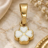 Oro Laminado Fancy Pendant, Gold Filled Style Flower Design, White Enamel Finish, Golden Finish, 05.163.0068