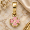 Oro Laminado Fancy Pendant, Gold Filled Style Flower Design, Pink Enamel Finish, Golden Finish, 05.163.0068.1