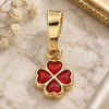 Oro Laminado Fancy Pendant, Gold Filled Style Flower Design, Dark Pink Enamel Finish, Golden Finish, 05.163.0068.2
