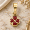 Oro Laminado Fancy Pendant, Gold Filled Style Flower Design, Red Enamel Finish, Golden Finish, 05.163.0068.3