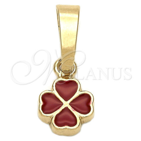 Oro Laminado Fancy Pendant, Gold Filled Style Flower Design, Red Enamel Finish, Golden Finish, 05.163.0068.3