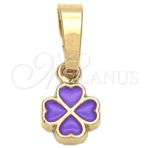 Gold Filled Pendant — Fancy Pendant Flower Design Purple Enamel 05. — main product view — SKU 111283 | Oro Laminado dije — elegante Pendant flor diseño Purple Enamel 05. — SKU 111283