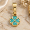 Oro Laminado Fancy Pendant, Gold Filled Style Flower Design, Blue Enamel Finish, Golden Finish, 05.163.0068.5