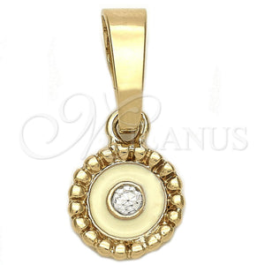 Gold Filled Pendant — Fancy Pendant Flower Design with White Crystal White — main product view — SKU 111285 | Oro Laminado dije — elegante Pendant flor diseño with cristal blanco blanco — SKU 111285