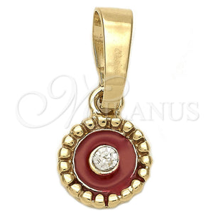 Gold Filled Pendant — Fancy Pendant Flower Design with White Crystal Red — main product view — SKU 111288 | Oro Laminado dije — elegante Pendant flor diseño with cristal blanco Red — SKU 111288