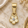 Oro Laminado Fancy Pendant, Gold Filled Style Flower Design, with White Crystal, White Enamel Finish, Golden Finish, 05.163.0070