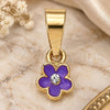 Oro Laminado Fancy Pendant, Gold Filled Style Flower Design, with White Crystal, Purple Enamel Finish, Golden Finish, 05.163.0070.4