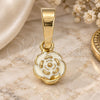 Oro Laminado Fancy Pendant, Gold Filled Style Flower Design, White Enamel Finish, Golden Finish, 05.163.0071