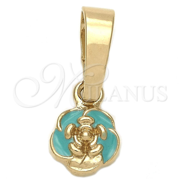 Gold Filled Pendant — Fancy Pendant Flower Design Blue Enamel 05. — main product view — SKU 111300 | Oro Laminado dije — elegante Pendant flor diseño Blue Enamel 05. — SKU 111300