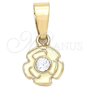 Gold Filled Pendant — Fancy Pendant Flower Design with White Crystal White — main product view — SKU 111305 | Oro Laminado dije — elegante Pendant flor diseño with cristal blanco blanco — SKU 111305