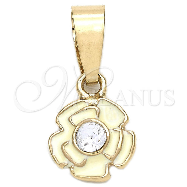 Gold Filled Pendant — Fancy Pendant Flower Design with White Crystal White — main product view — SKU 111305 | Oro Laminado dije — elegante Pendant flor diseño with cristal blanco blanco — SKU 111305