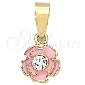 Gold Filled Pendant — Fancy Pendant Flower Design with White Crystal Pink — main product view — SKU 111306 | Oro Laminado dije — elegante Pendant flor diseño with cristal blanco Pink — SKU 111306