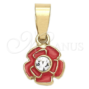 Gold Filled Pendant — Fancy Pendant Flower Design with White Crystal Dark — main product view — SKU 111307 | Oro Laminado dije — elegante Pendant flor diseño with cristal blanco Dark — SKU 111307