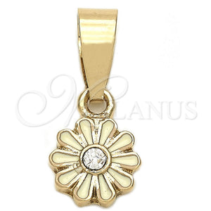 Gold Filled Pendant — Fancy Pendant Flower Design with White Crystal White — main product view — SKU 111309 | Oro Laminado dije — elegante Pendant flor diseño with cristal blanco blanco — SKU 111309