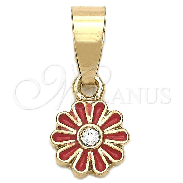 Gold Filled Pendant — Fancy Pendant Flower Design with White Crystal Dark — main product view — SKU 111311 | Oro Laminado dije — elegante Pendant flor diseño with cristal blanco Dark — SKU 111311