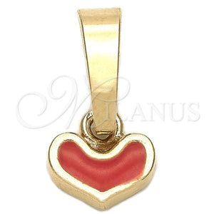 Gold Filled Pendant — Fancy Pendant Heart Design Orange Enamel 05. — main product view — SKU 111316 | Oro Laminado dije — elegante Pendant corazón diseño Orange Enamel 05. — SKU 111316