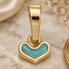 Oro Laminado Fancy Pendant, Gold Filled Style Heart Design, Acqua Enamel Finish, Golden Finish, 05.163.0075.4