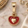 Oro Laminado Fancy Pendant, Gold Filled Style Heart Design, Orange Enamel Finish, Golden Finish, 05.163.0076