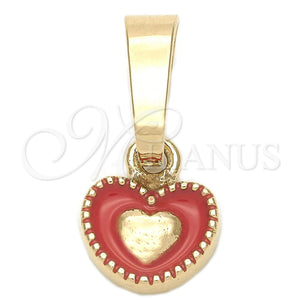 Gold Filled Pendant — Fancy Pendant Heart Design Orange Enamel 05. — main product view — SKU 111321 | Oro Laminado dije — elegante Pendant corazón diseño Orange Enamel 05. — SKU 111321