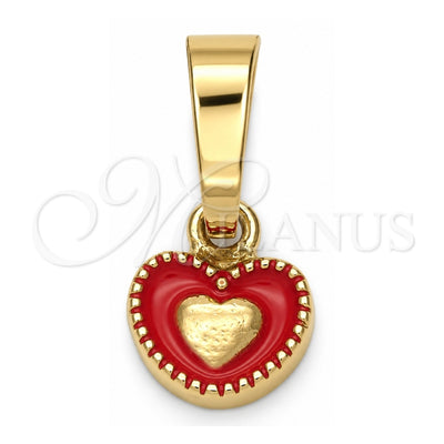 Oro Laminado Fancy Pendant, Gold Filled Style Heart Design, Orange Enamel Finish, Golden Finish, 05.163.0076