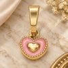 Oro Laminado Fancy Pendant, Gold Filled Style Heart Design, Pink Enamel Finish, Golden Finish, 05.163.0076.3
