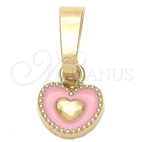 Gold Filled Pendant — Fancy Pendant Heart Design Pink Enamel 05. — main product view — SKU 111324 | Oro Laminado dije — elegante Pendant corazón diseño Pink Enamel 05. — SKU 111324