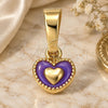Oro Laminado Fancy Pendant, Gold Filled Style Heart Design, Purple Enamel Finish, Golden Finish, 05.163.0076.4