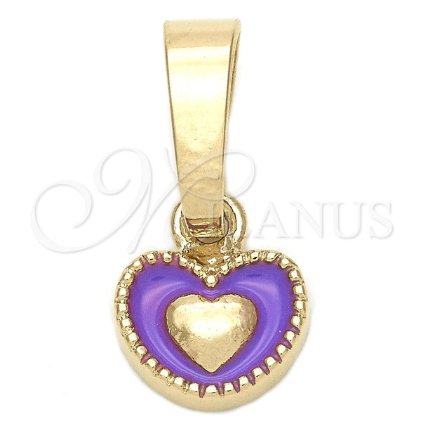 Gold Filled Pendant — Fancy Pendant Heart Design Purple Enamel 05. — main product view — SKU 111325 | Oro Laminado dije — elegante Pendant corazón diseño Purple Enamel 05. — SKU 111325