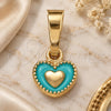 Oro Laminado Fancy Pendant, Gold Filled Style Heart Design, Acqua Enamel Finish, Golden Finish, 05.163.0076.5