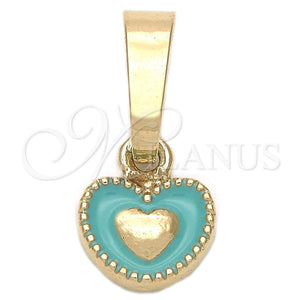 Gold Filled Pendant — Fancy Pendant Heart Design Acqua Enamel 05. — main product view — SKU 111326 | Oro Laminado dije — elegante Pendant corazón diseño Acqua Enamel 05. — SKU 111326