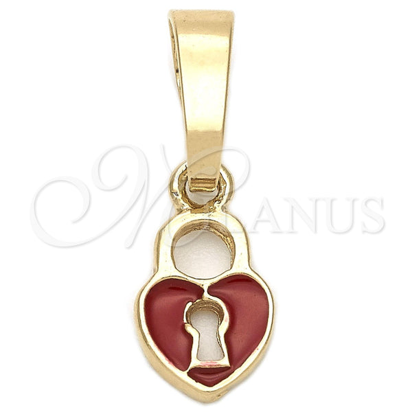 Gold Filled Pendant — Fancy Pendant Heart Design Red Enamel 05. — main product view — SKU 111327 | Oro Laminado dije — elegante Pendant corazón diseño Red Enamel 05. — SKU 111327