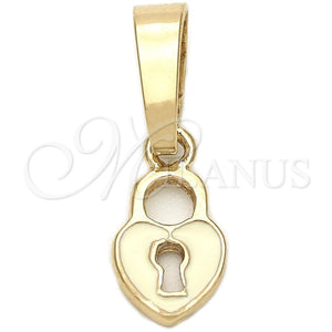 Gold Filled Pendant — Fancy Pendant Heart Design White Enamel 05. — main product view — SKU 111328 | Oro Laminado dije — elegante Pendant corazón diseño blanco Enamel 05. — SKU 111328