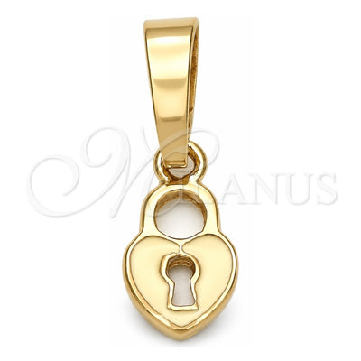 Oro Laminado Fancy Pendant, Gold Filled Style Heart Design, White Enamel Finish, Golden Finish, 05.163.0077.1