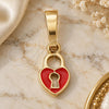 Oro Laminado Fancy Pendant, Gold Filled Style Heart Design, Orange Enamel Finish, Golden Finish, 05.163.0077.2
