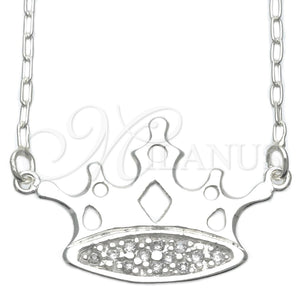 Sterling Silver Necklace — Pendant Necklace Crown Design with White Cubic Zirconia — main product view — SKU 111332 | Plata 925 collar — Pendant Necklace Crown diseño with blanco Cubic Zirconia — SKU 111332