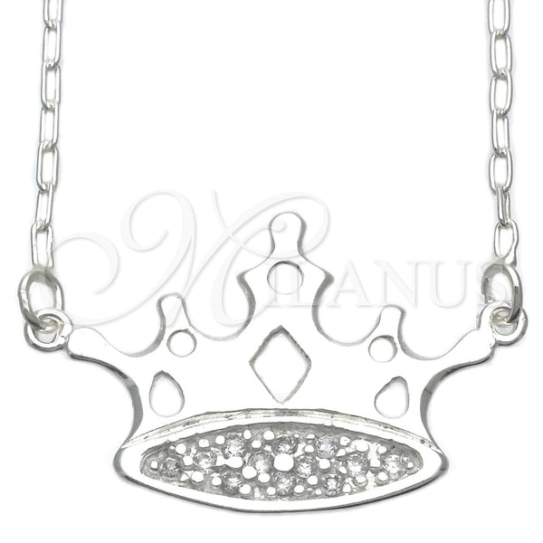 Sterling Silver Necklace — Pendant Necklace Crown Design with White Cubic Zirconia — main product view — SKU 111332 | Plata 925 collar — Pendant Necklace Crown diseño with blanco Cubic Zirconia — SKU 111332