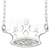 Sterling Silver Pendant Necklace, Crown Design, with White Cubic Zirconia, Polished, Silver Finish, 04.203.0008.18 (01 MM Thickness, 18 Inches Length)