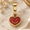 Oro Laminado Fancy Pendant, Gold Filled Style Heart Design, Orange Enamel Finish, Golden Finish, 05.163.0078