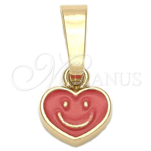 Gold Filled Pendant — Fancy Pendant Heart Design Orange Enamel 05. — main product view — SKU 111335 | Oro Laminado dije — elegante Pendant corazón diseño Orange Enamel 05. — SKU 111335